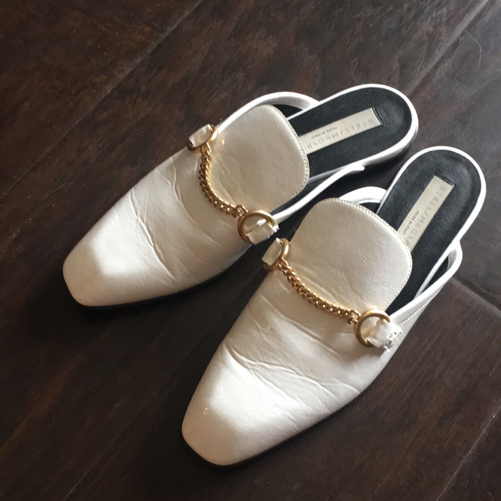 Stella McCartney white patent leather slipon mule